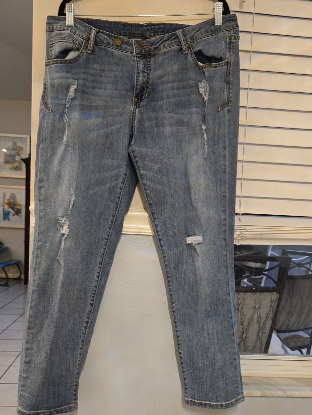 Simply Blue Women’s Distressed Light Blue Jeans